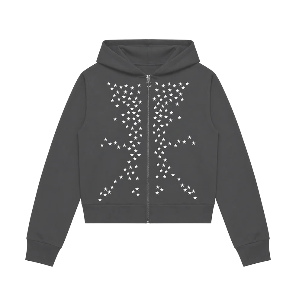 STARS CROPPED ZIP HOODIE
