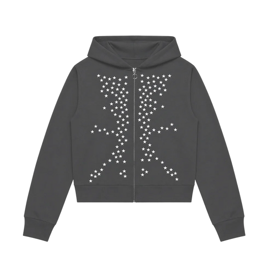 STARS CROPPED ZIP HOODIE